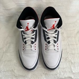 Air Jordan 3 Denim SE Fire Red, M 15, used, worn once, like new, with box